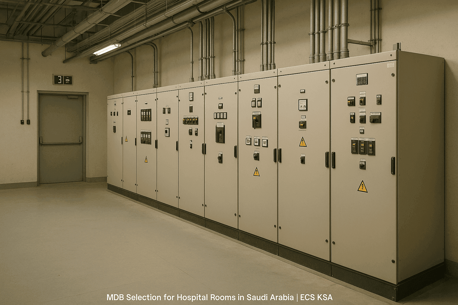 Main distribution panel board installed in Saudi hospital electrical room