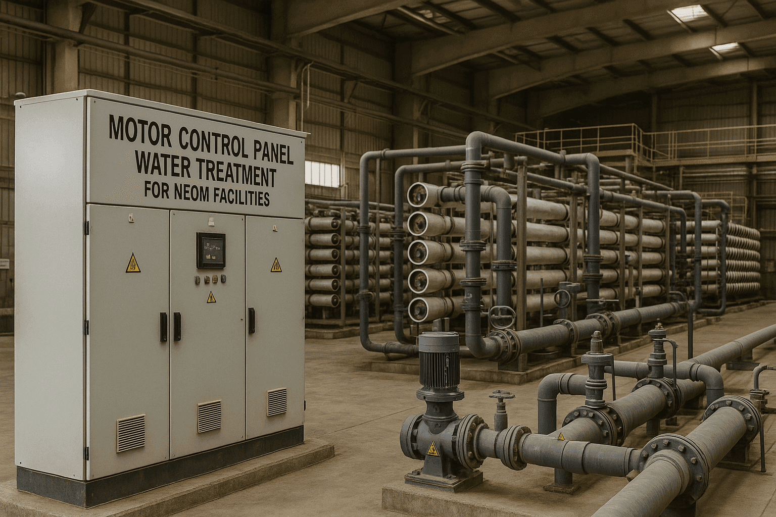 Motor control panel installed inside NEOM water treatment plant Saudi Arabia KSA
